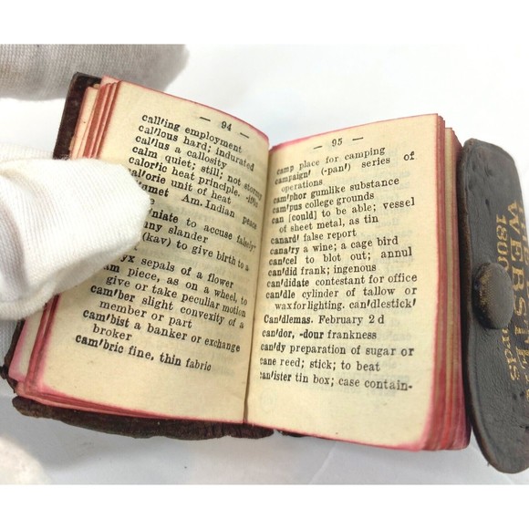 Vintage Miniature Webster's Dictionary Leather, 1800 Words, Miniature Dictionary - Picture 11 of 16